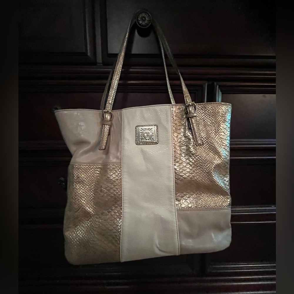 Anne Klein faux snakeskin large tote shoulder bag